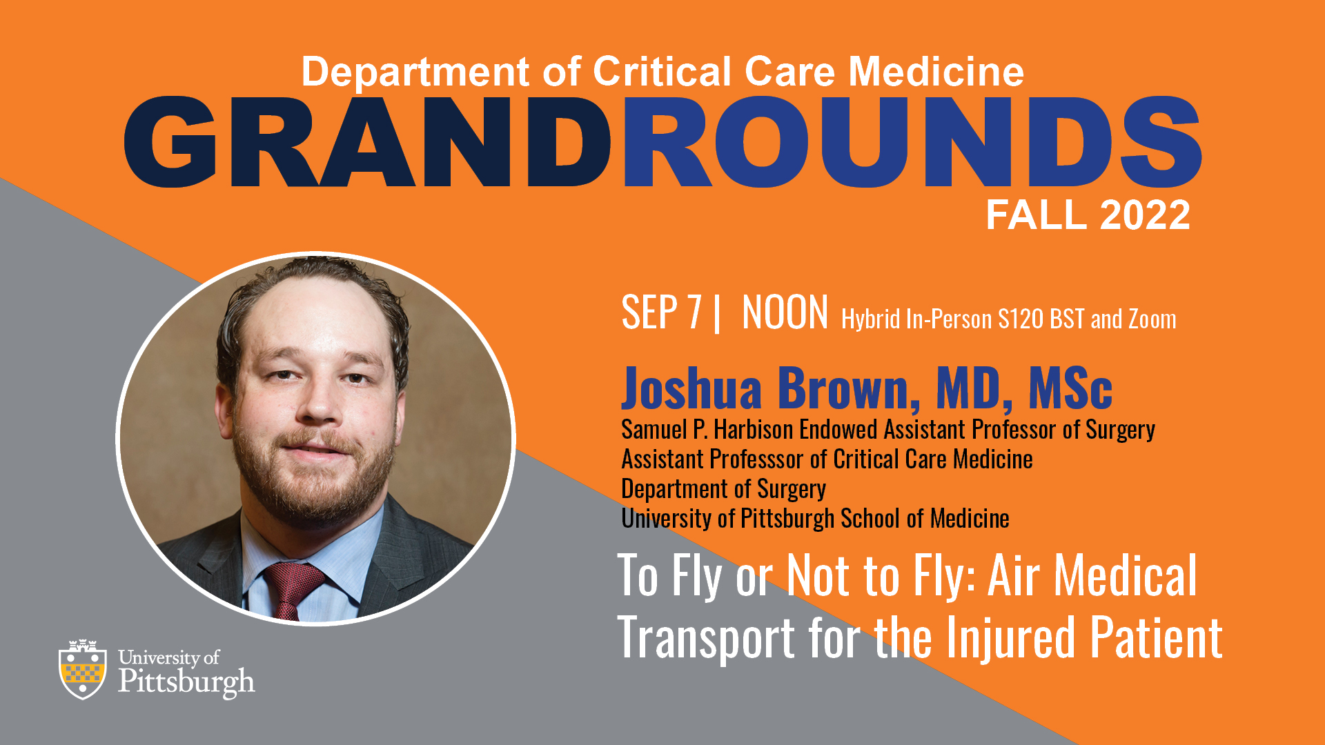 Pitt CCM Grand Rounds, hybrid & In person