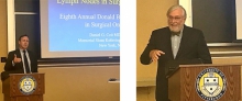 (L: Dr. David Bartlett introduces Dr. Coit; R: Guest lecturer Dr. Daniel G. Coit) 